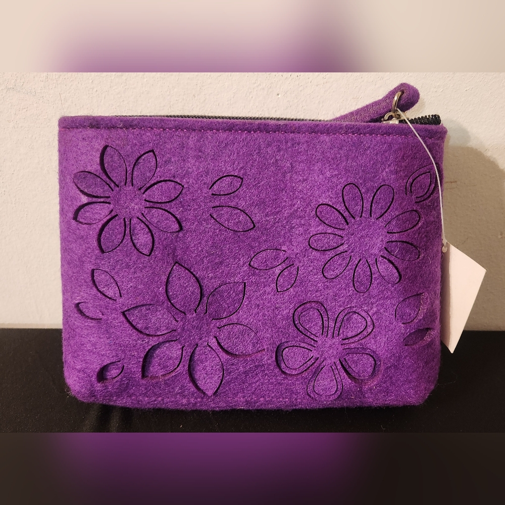 Felt Handbag Embroider Purple New Art Craft Purse
